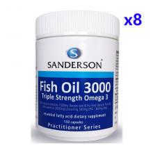 【8瓶包邮】Sanderson 高含量三倍鱼油 3000mg 150c *8瓶 （运输途中的物理变化...