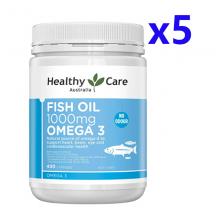 【5瓶优惠价】healthy care HC鱼油1000mg 400粒 *5瓶（运输途中的物理变化，融化、断裂、变形、结冰等情况，不予理赔）